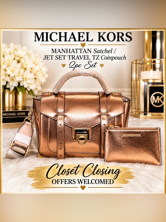 Michael Kors Handbags - Michael Kors MANHATTAN Satchel/JET SET TRAVEL TZ Coinpouch 2pc Set